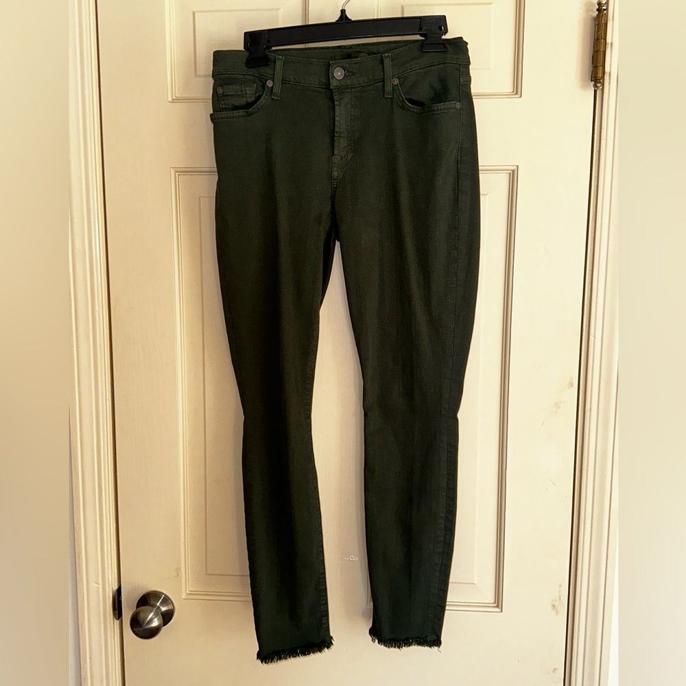 Green distressed hem skinny jeans by 7 for all Mankind size 29